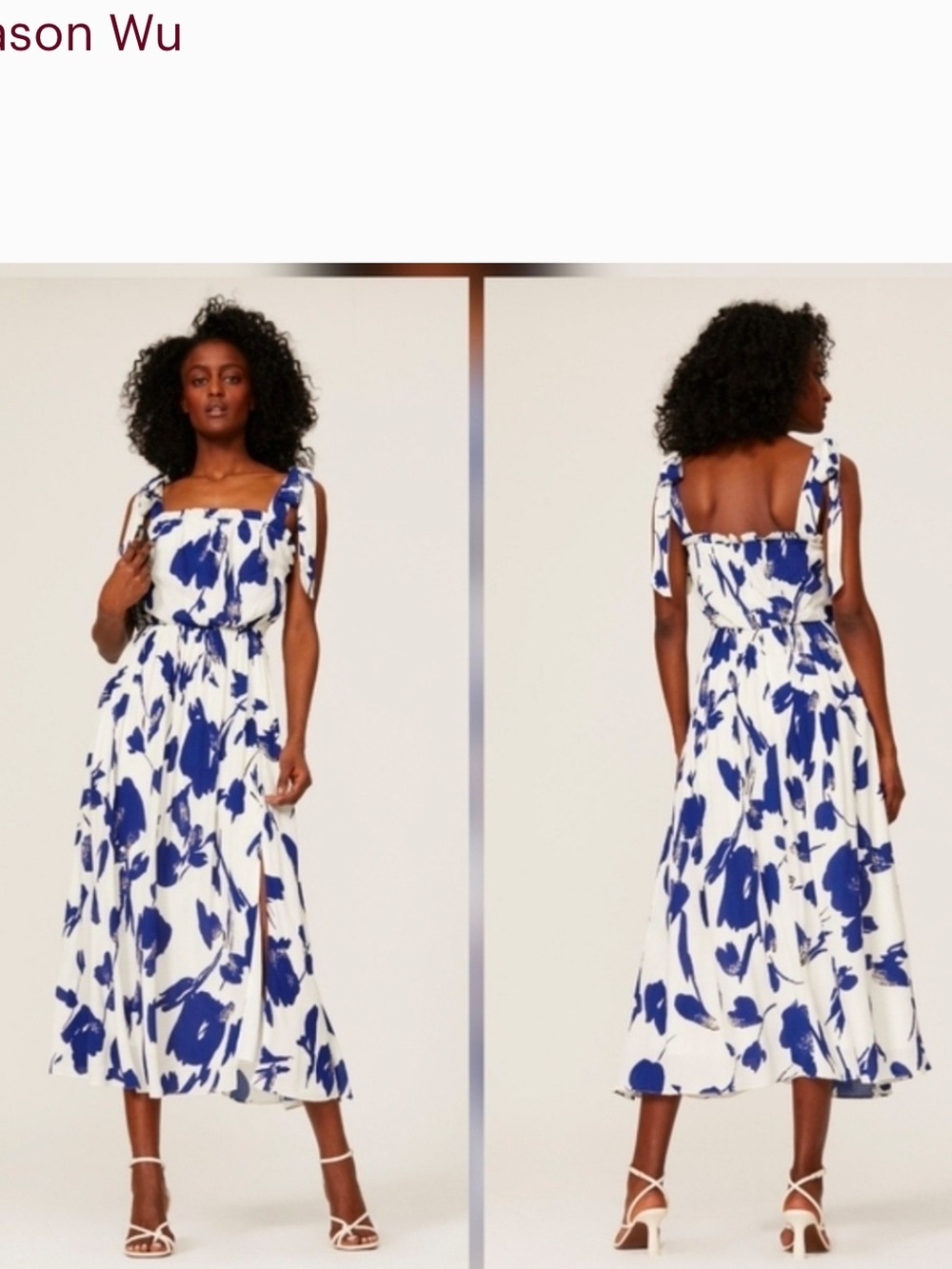 Jason Wu White and Navy Floral Maxi Dress